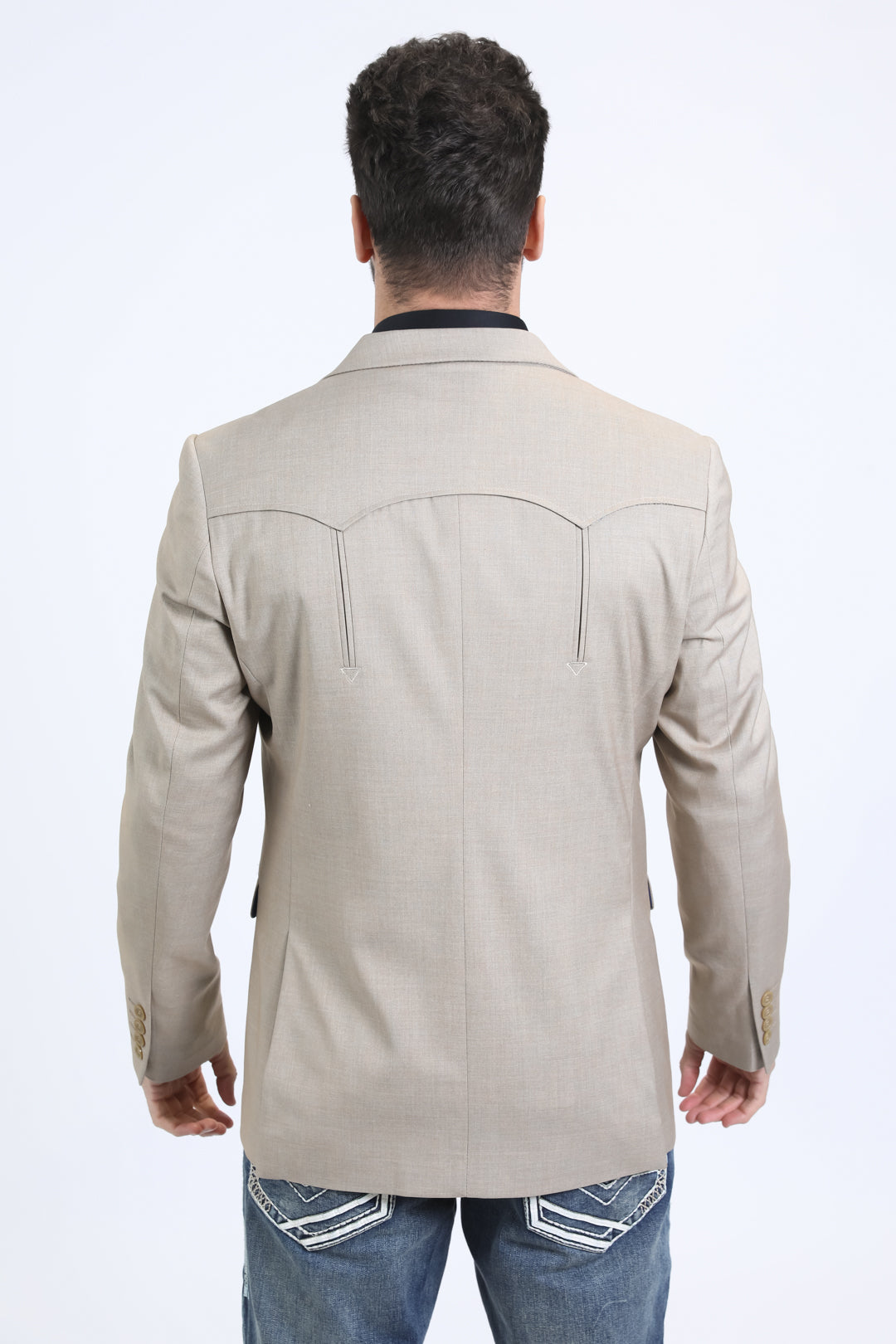 Men's Double Button Western Taupe Blazer