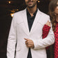 Men's Double Button Western White Blazer