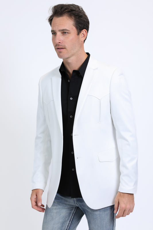 white double button western blazer men platini detail