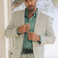 Men's Double Button Western White Blazer