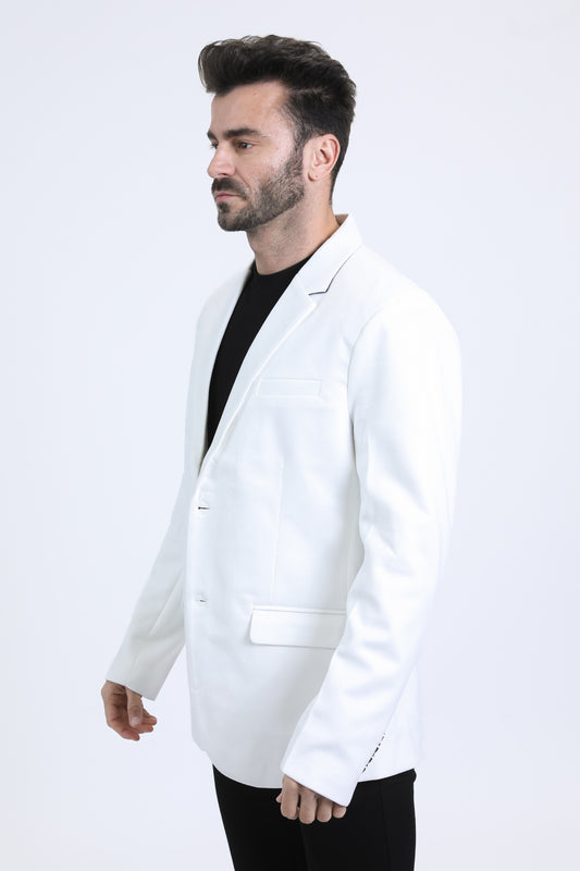 white double button faux suede blazer men platini 