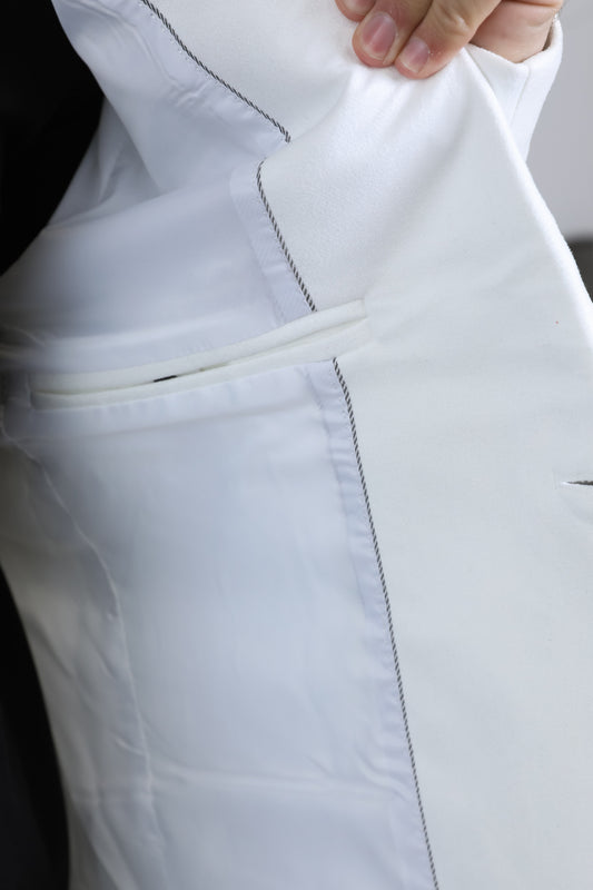 white double button faux suede blazer men platini detail