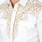 Mens Embroidery Modern Fit Stretch Beige Long Sleeve Shirt