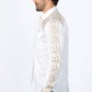 Mens Embroidery Modern Fit Stretch Beige Long Sleeve Shirt