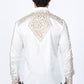 Mens Embroidery Modern Fit Stretch Beige Long Sleeve Shirt