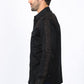 Mens Embroidery Modern Fit Stretch Black/Brown Long Sleeve Shirt