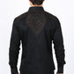 Mens Embroidery Modern Fit Stretch Black/Brown Long Sleeve Shirt