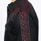Mens Embroidery Modern Fit Stretch Black/Charcoal Long Sleeve Shirt