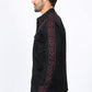 Mens Embroidery Modern Fit Stretch Black/Charcoal Long Sleeve Shirt