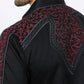 Mens Embroidery Modern Fit Stretch Black/Charcoal Long Sleeve Shirt