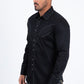 Black Embroidery Modern Fit Stretch Long Sleeve Shirt Men
