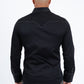 Black Embroidery Modern Fit Stretch Long Sleeve Shirt Men