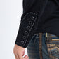 Black Embroidery Modern Fit Stretch Long Sleeve Shirt Men