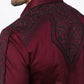 Mens Embroidery Modern Fit Stretch Burgundy Long Sleeve Shirt