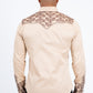 Khaki Embroidery Modern Fit Stretch Long Sleeve Shirt Men