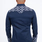 Navy Embroidery Modern Fit Stretch Long Sleeve Shirt Men