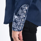 Navy Embroidery Modern Fit Stretch Long Sleeve Shirt Men