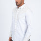 White Embroidery Modern Fit Stretch Long Sleeve Shirt Men