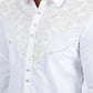 White Embroidery Modern Fit Stretch Long Sleeve Shirt Men