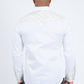 White Embroidery Modern Fit Stretch Long Sleeve Shirt Men