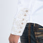 White Embroidery Modern Fit Stretch Long Sleeve Shirt Men
