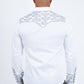 White Embroidery Modern Fit Stretch Long Sleeve Shirt Men