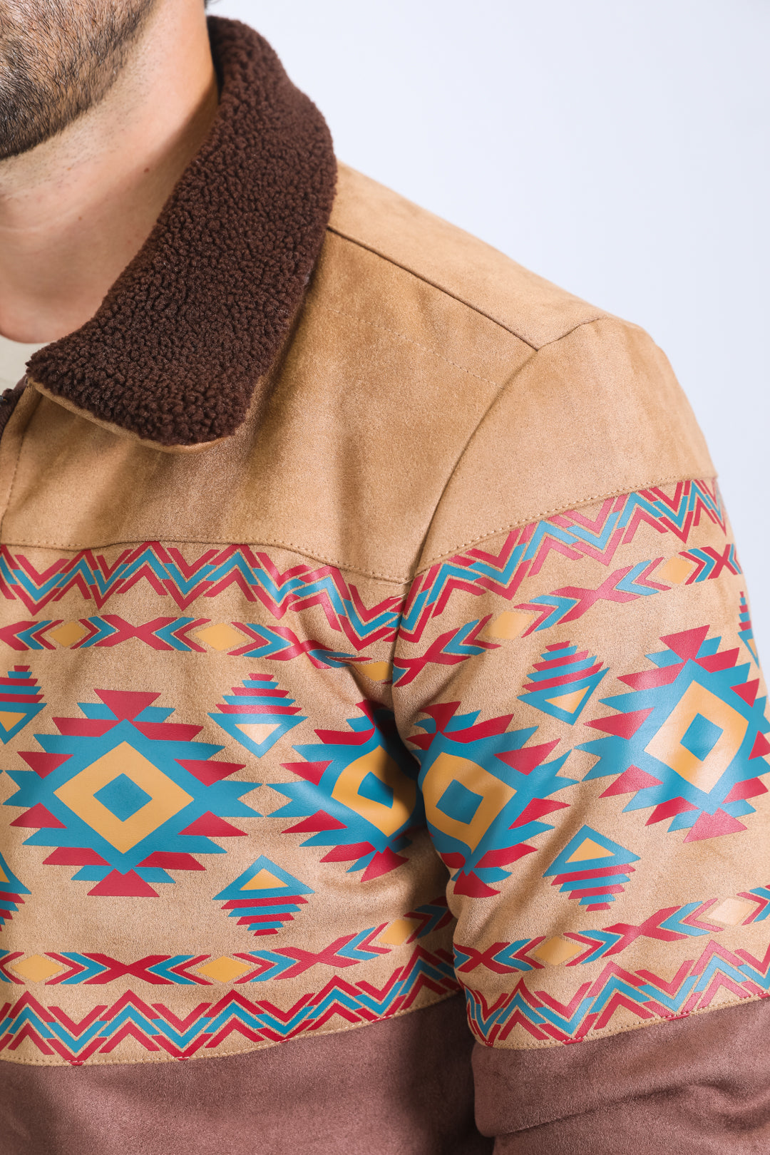 Aztec Suede Quilted Fur-Lined Jacket | Platini – Platini Fashion