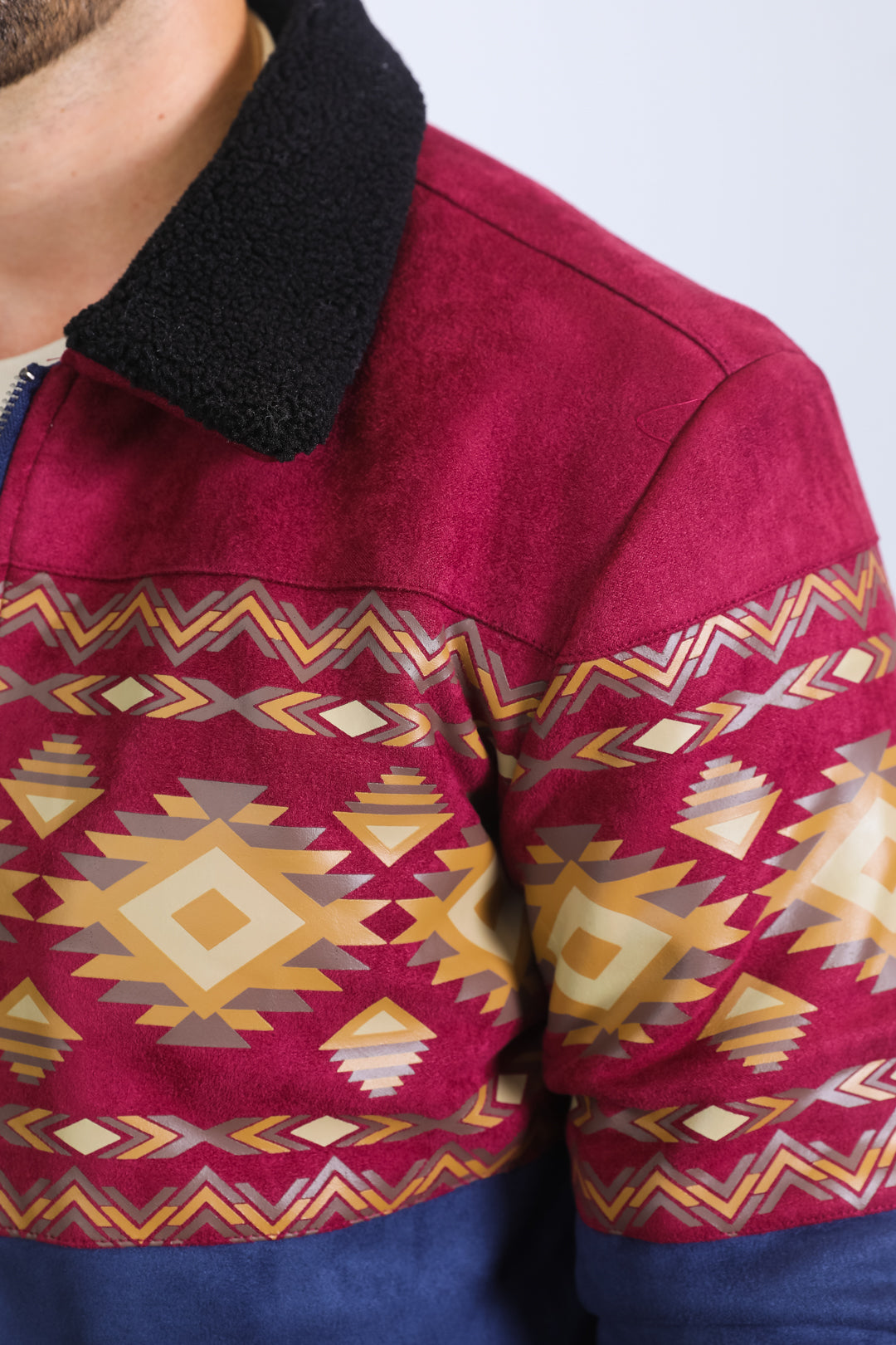 Aztec Suede Quilted Fur-Lined Jacket | Platini – Platini Fashion