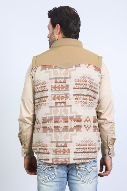 beige aztec fur lined vest detail platini