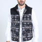 Mens Ethnic Aztec Quilted Fur Lined Black Vest
