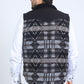 Mens Ethnic Aztec Quilted Fur Lined Black Vest