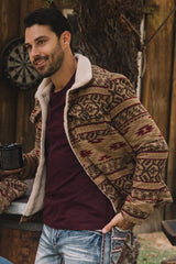 Mens Ethnic Aztec Quilted Fur Lined Camel Jacket – Platini Fashion