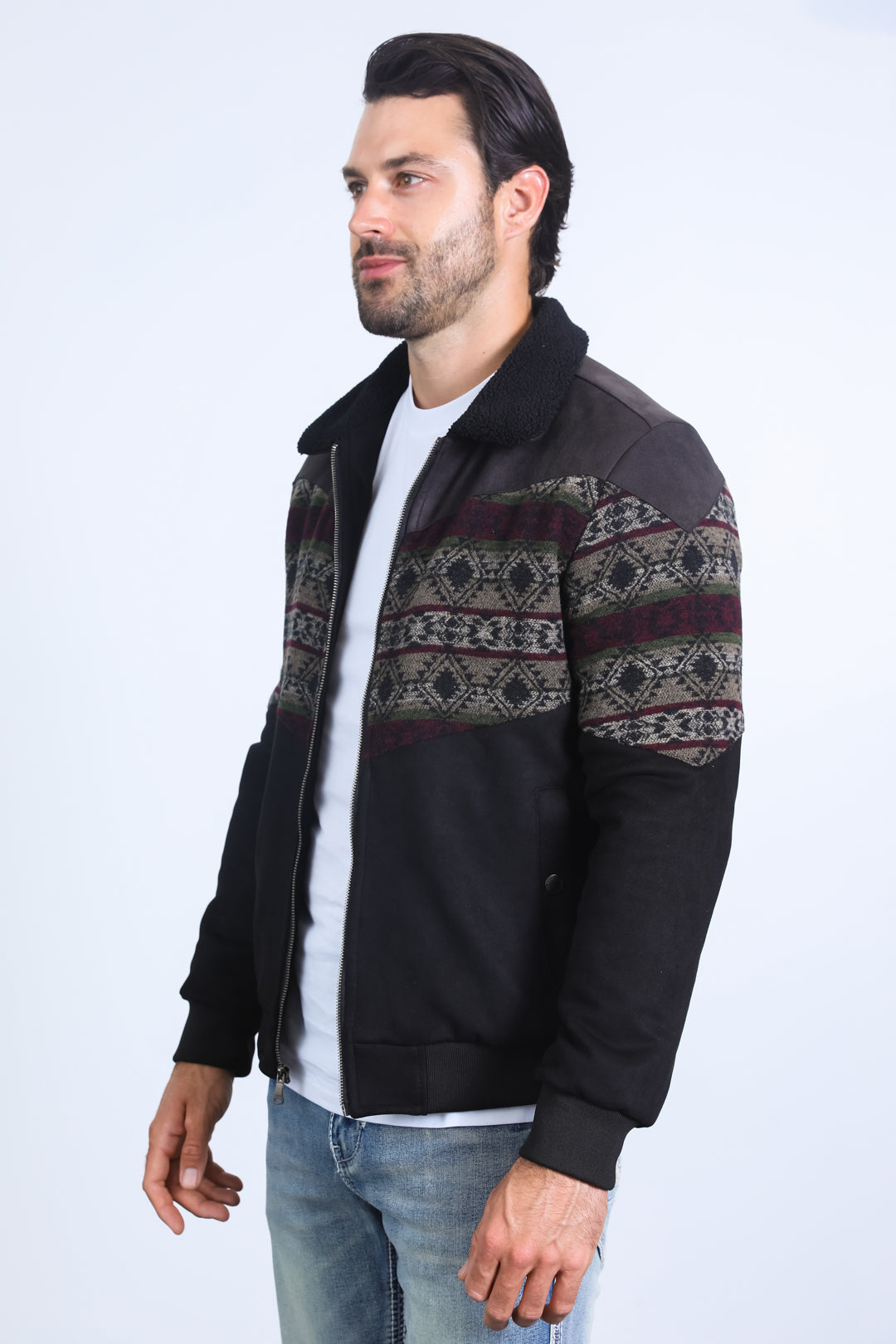 Aztec Quilted Jacket with Suede Accents | Platini – Platini Fashion