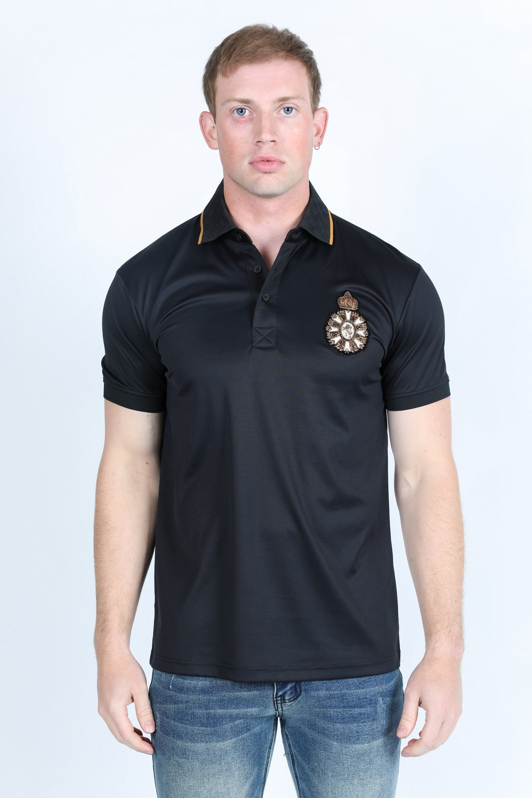 black royal crest polo front platini