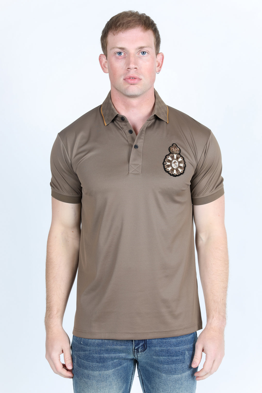 beige royal crest polo lifestyle platini