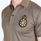 beige royal crest polo detail platini