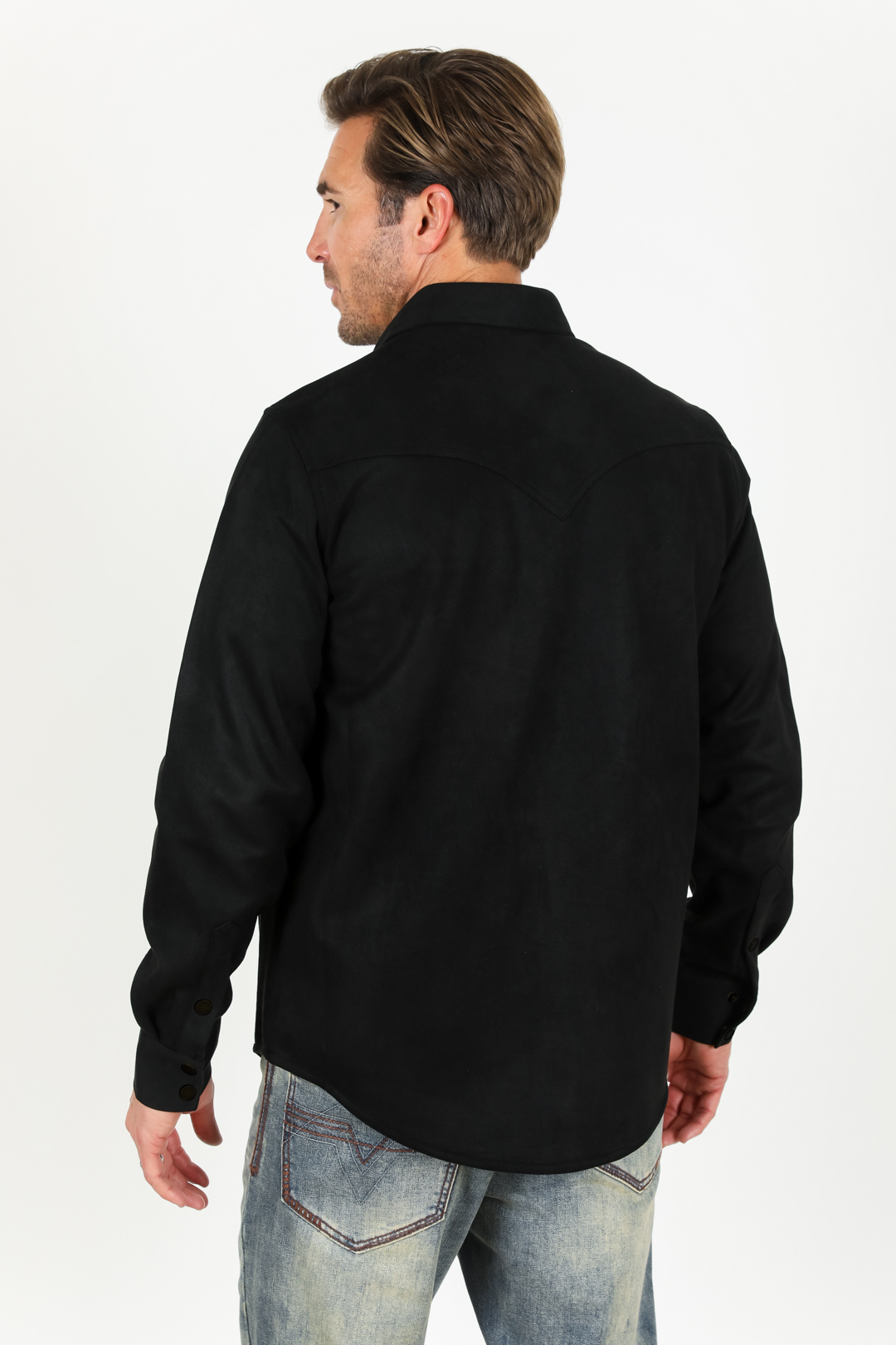 Men's Black Faux Suede Overshirt