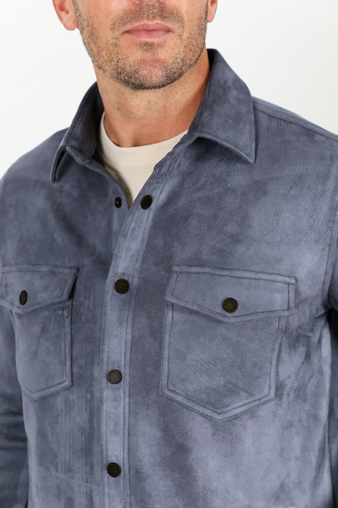 Men's Grey Faux Suede Overshirt