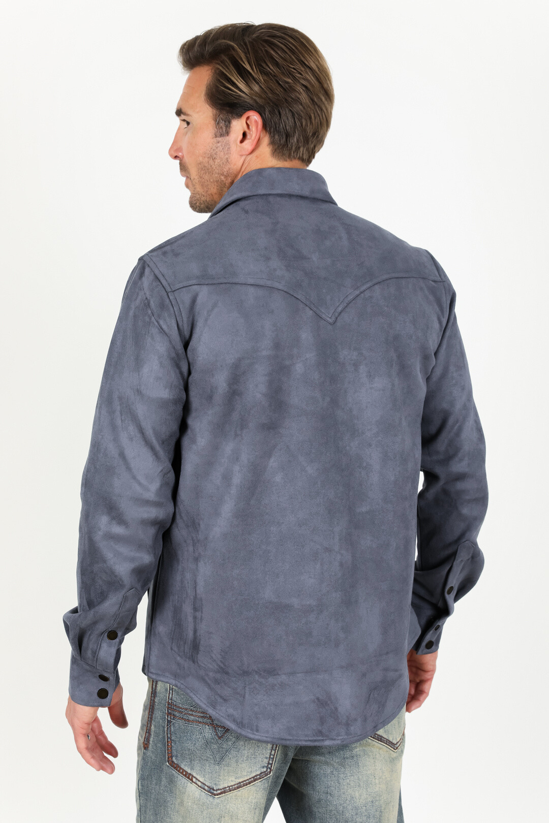 Men's Grey Faux Suede Overshirt