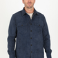 Men's Navy Faux Suede Overshirt