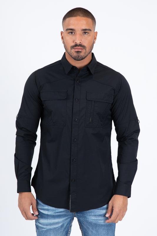 Black Performance Fishing Long Sleeve Shirt Men
