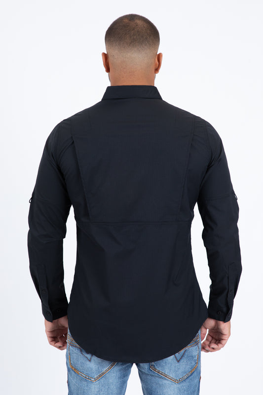 White Performance Fishing Long Sleeve Shirt Men