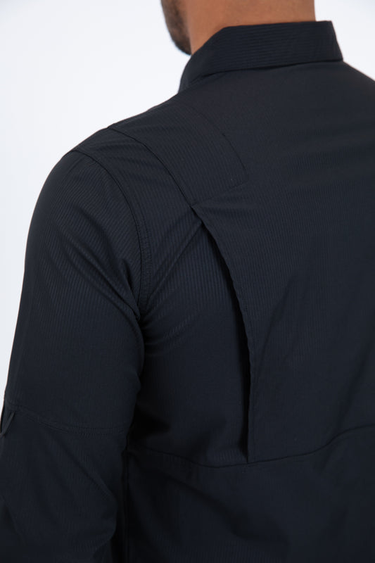 black performance fishing long sleeve shirt platini detail