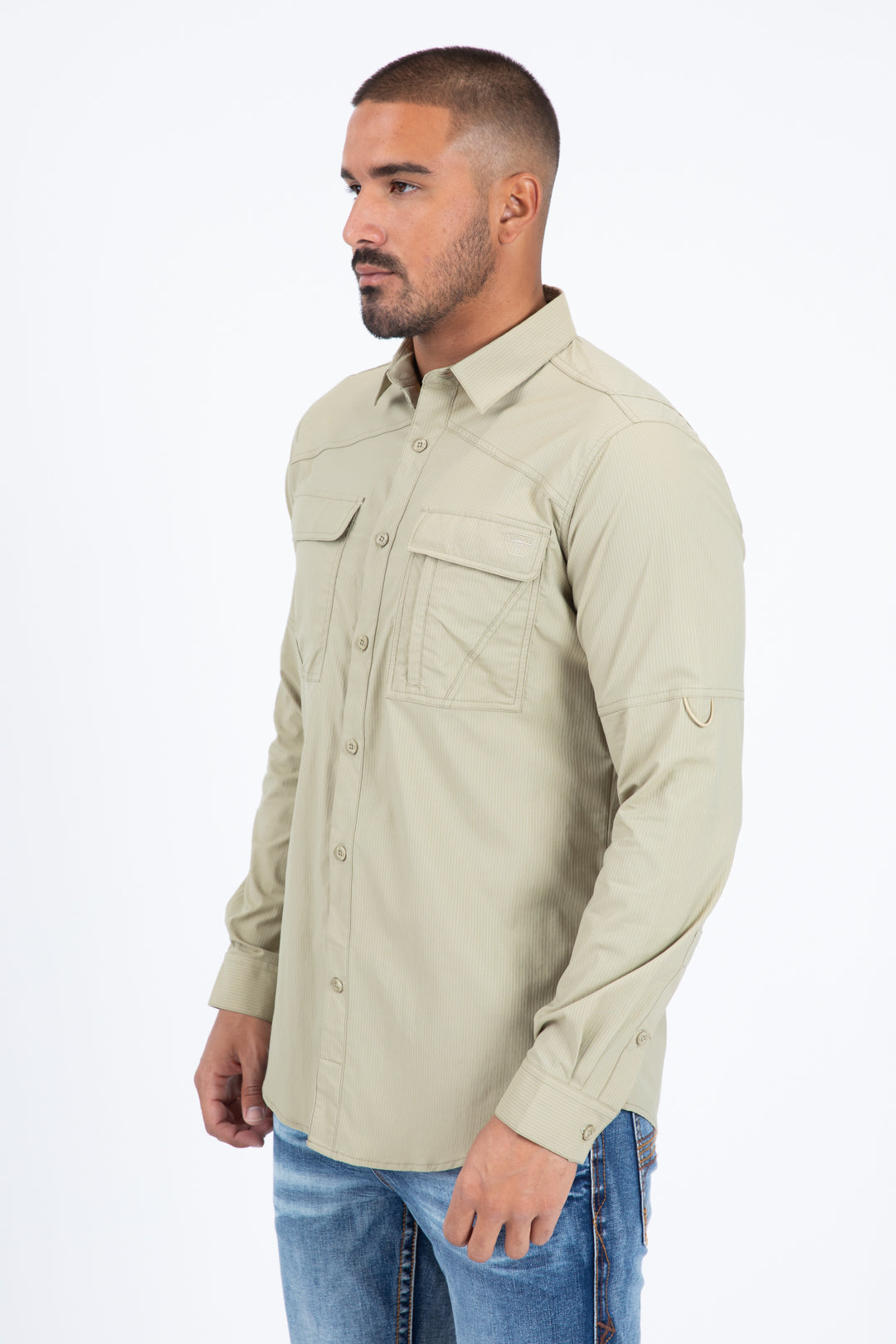 Khaki Performance Fishing Long Sleeve Shirt Men