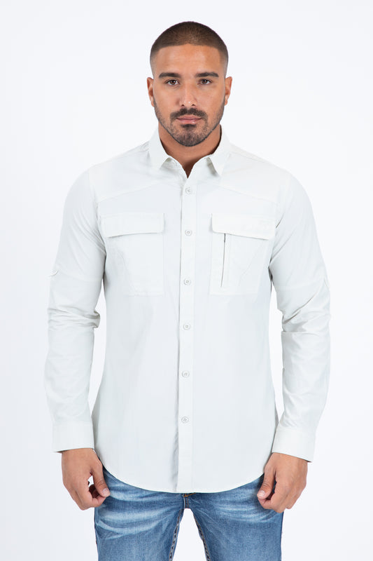Off White Performance Fishing Long Sleeve Shirt Men