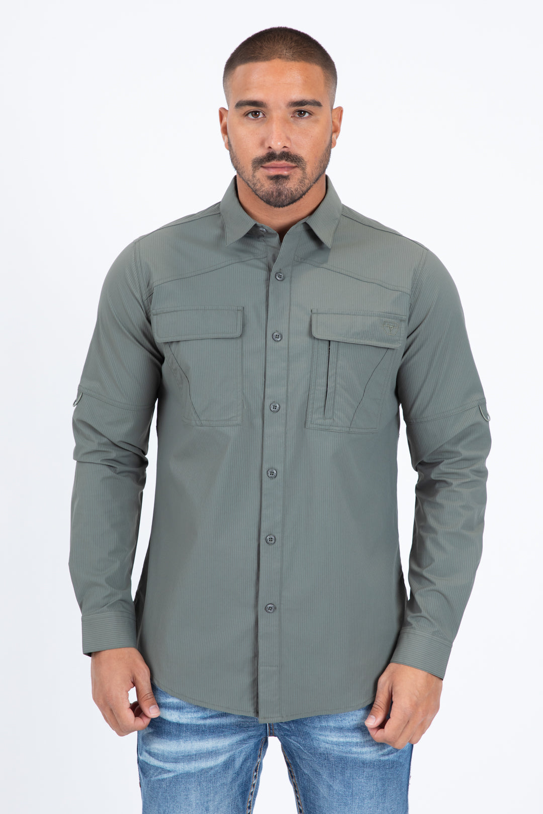Olive Performance Fishing Long Sleeve Shirt Men