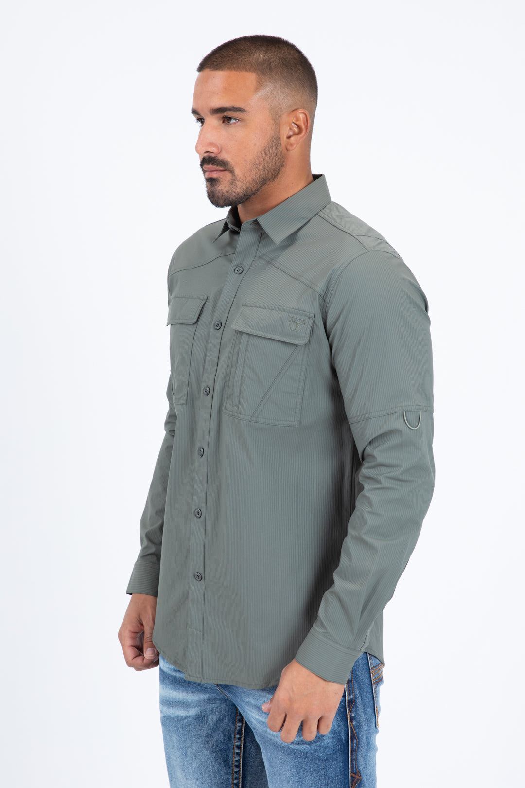 Olive Performance Fishing Long Sleeve Shirt Men