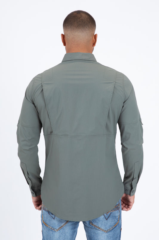 Olive Performance Fishing Long Sleeve Shirt Men