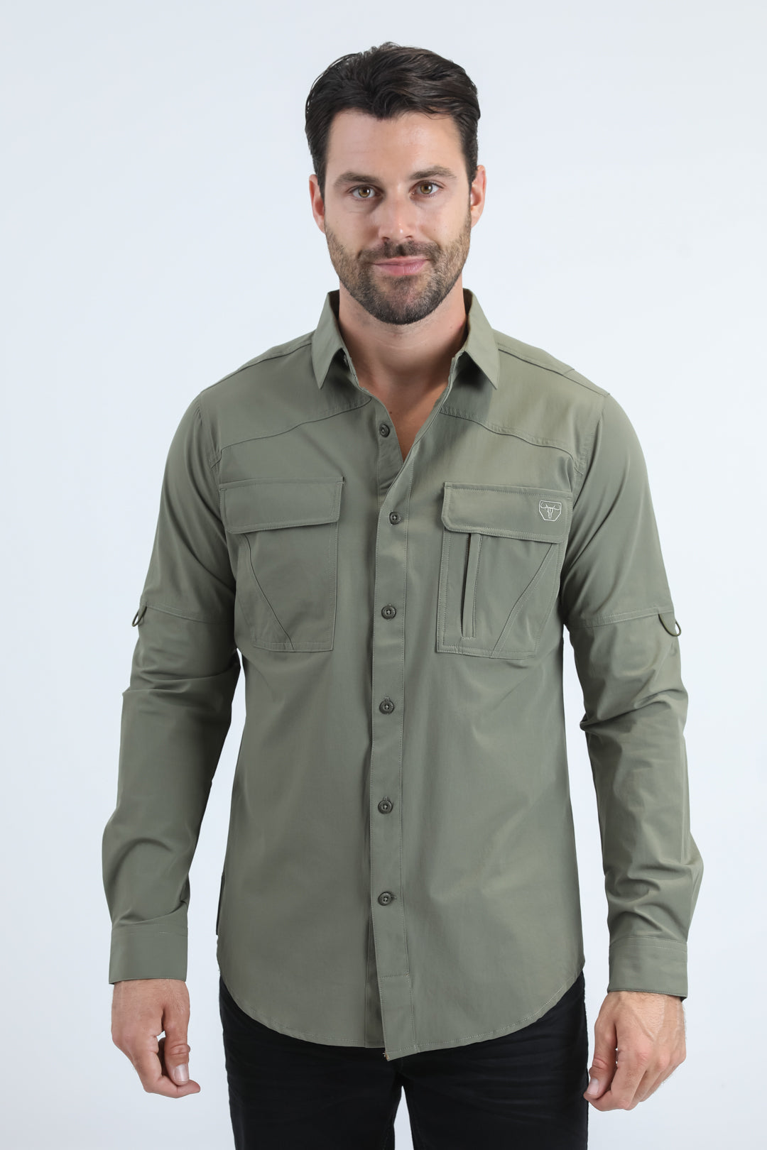 olive performance fishing long sleeve shirt platini