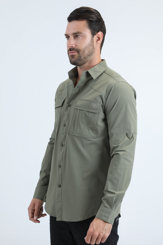olive portage emblem fishing shirt men platini detail-3